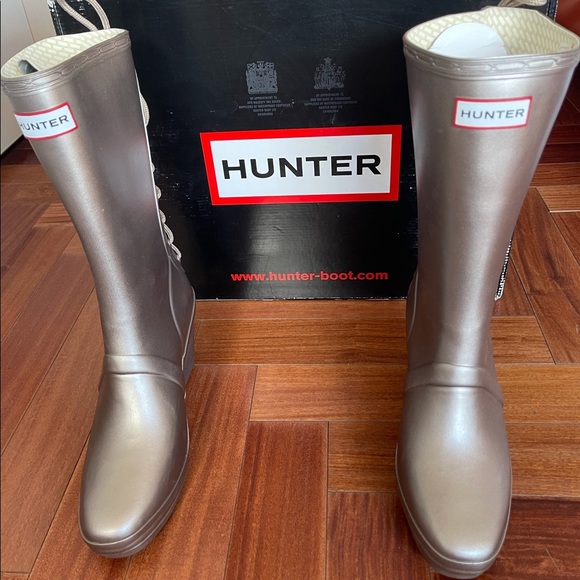 Hunter Boots Size 9 US - New with Box - Titanium Color - Verbier Lace Rain Boot - Picture 2 of 6